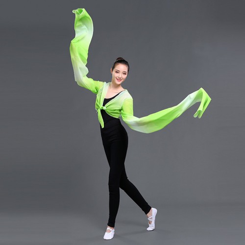 Women's Chinese folk dance water fall sleeves tops ancient traditional classical stage performance yangko fan umbrella dance capes 1.8m sleeves